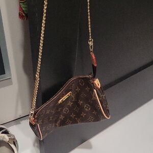 Louis Vuitton Brown Monogram Crossbody with Gold Chain